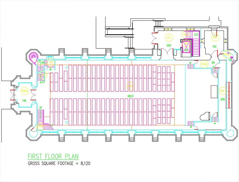 A floorplan of Graham Chapel