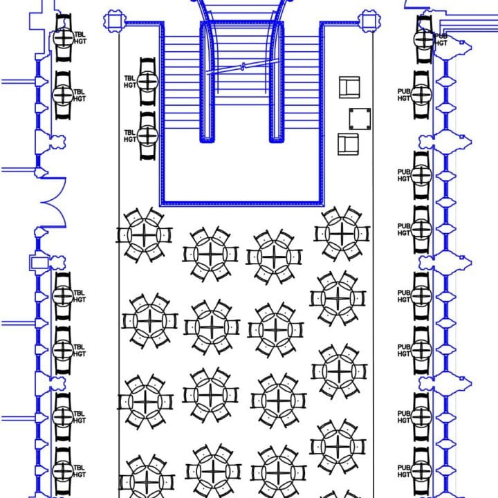Maximum seating for a buffet dinner: 160