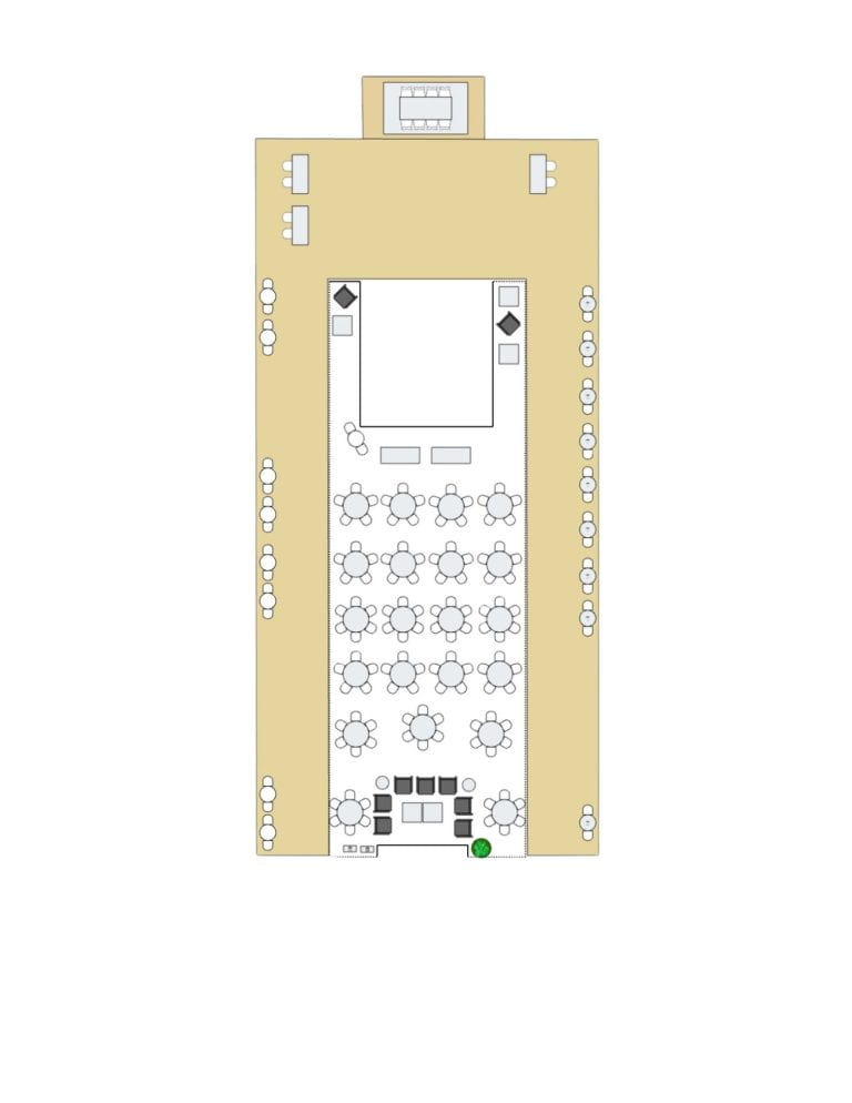 Standard set: Table and lounge seating for about 160