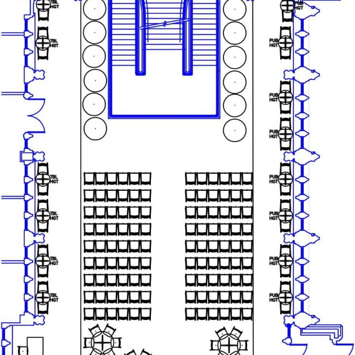 Maximum seating for a lecture: Theater-style for 100