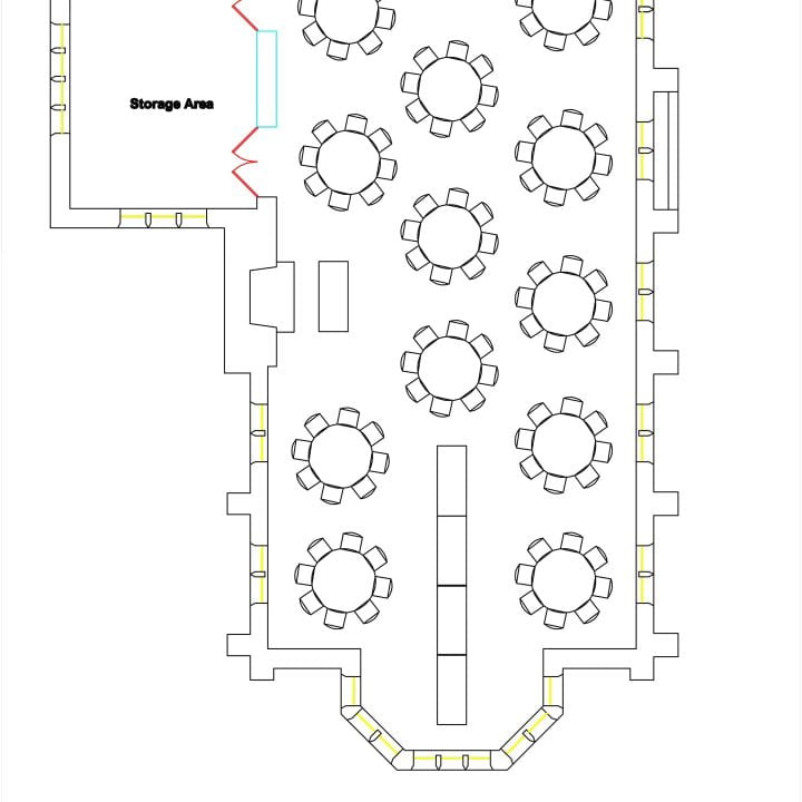 Maximum seating for a buffet dinner: 96 (with dinner served from within the space)