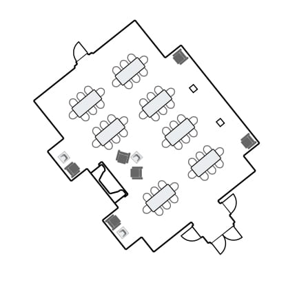 Standard setting floorplan of Lopata House Great Hall. 
